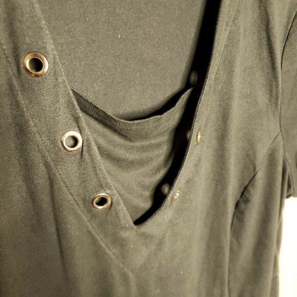 Chico's Womens Green Suede Feel Short Sleeve Top Medium - Picture 3 of 6